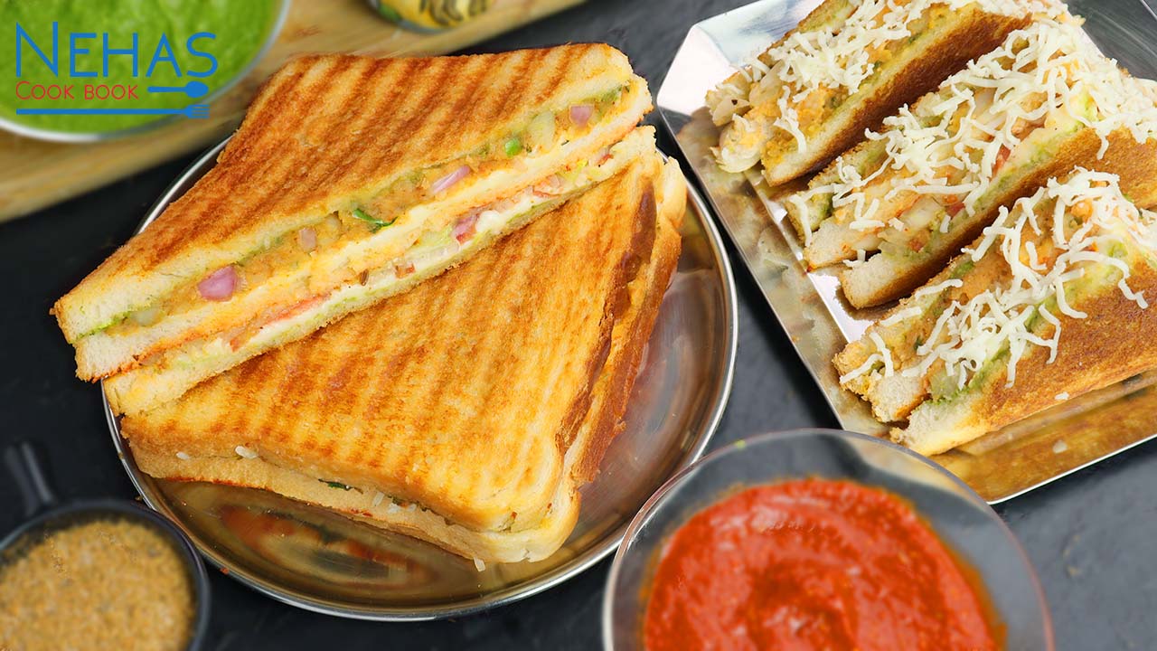 Street style masala grill sandwich, Aloo Masala veg grill sandwich recipe