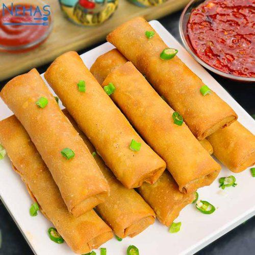 Veg Spring roll recipe | spring roll with home-made spring roll sheets | restaurant style spring ...