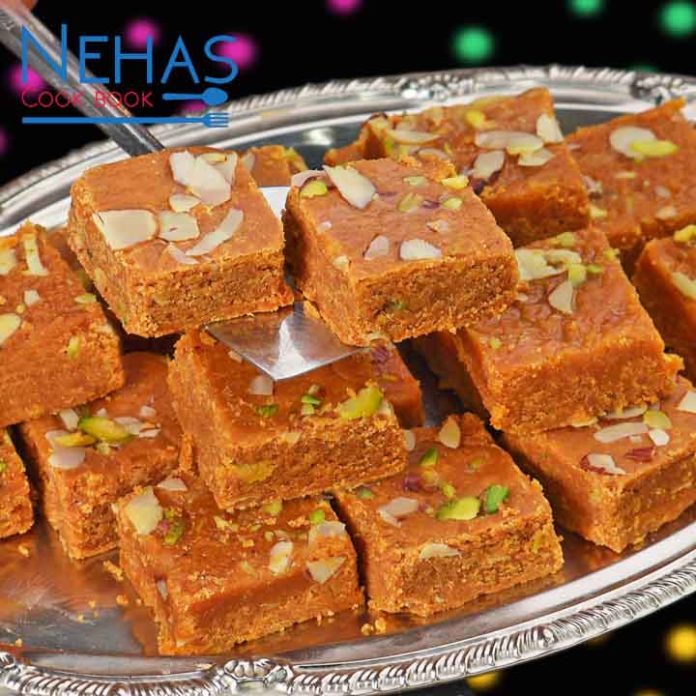 Malai mohanthal recipe | mohanthal without mawa | Gujarati mohanthal ...